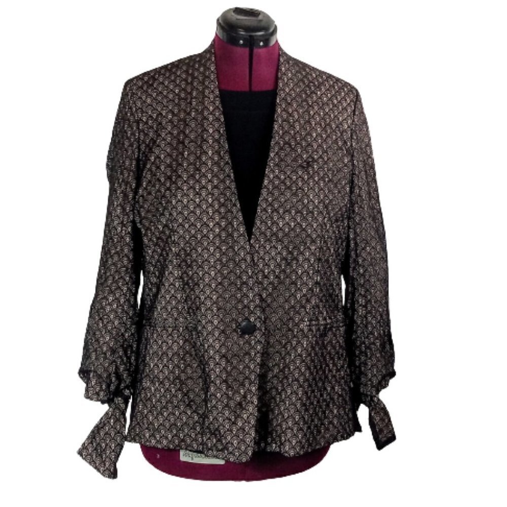 Wear in Good Health Black Crepe French Lace Silk Jacket NWT